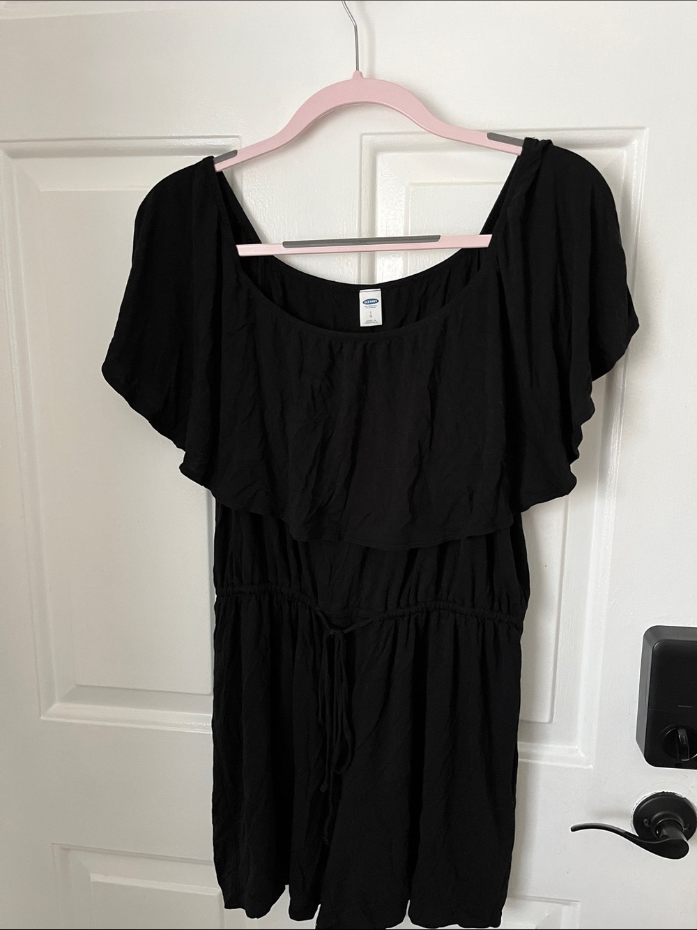 Old Navy Black Off-Shoulder Ruffle Mini Dress